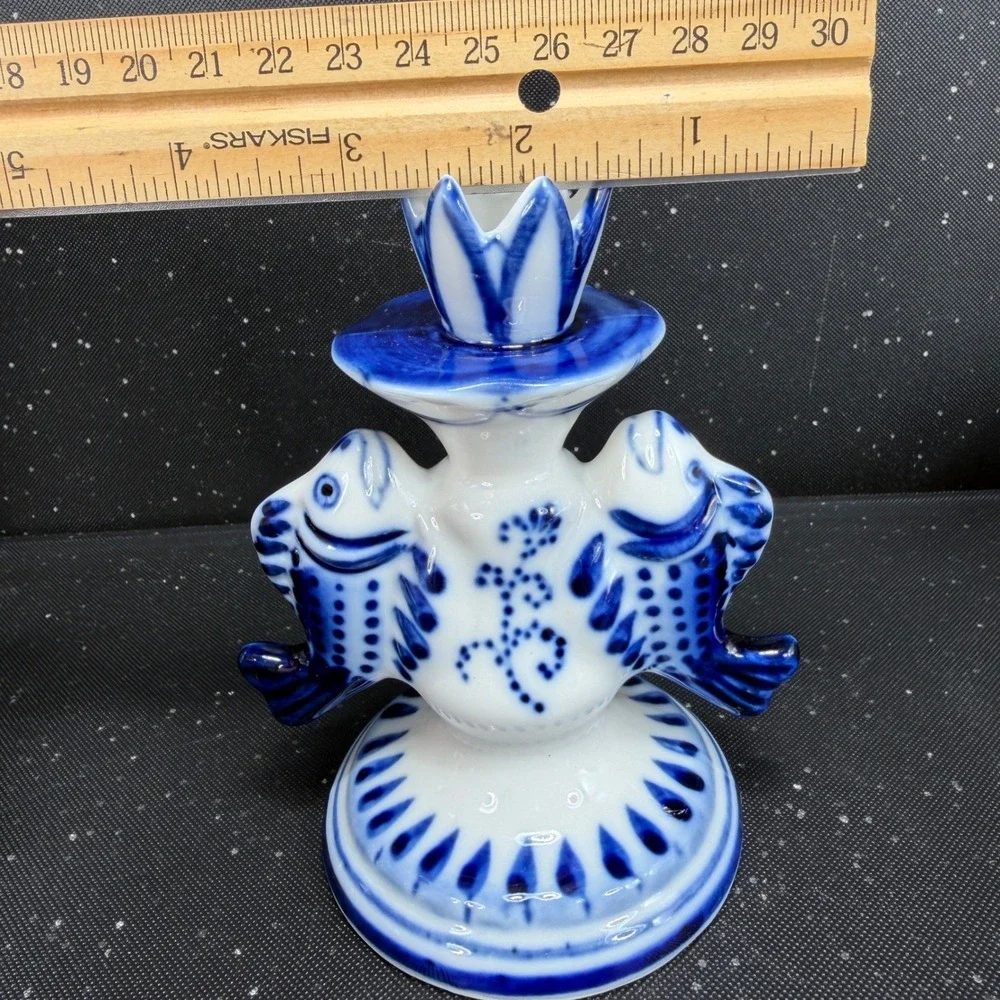 Gzhel porcelain candlestick